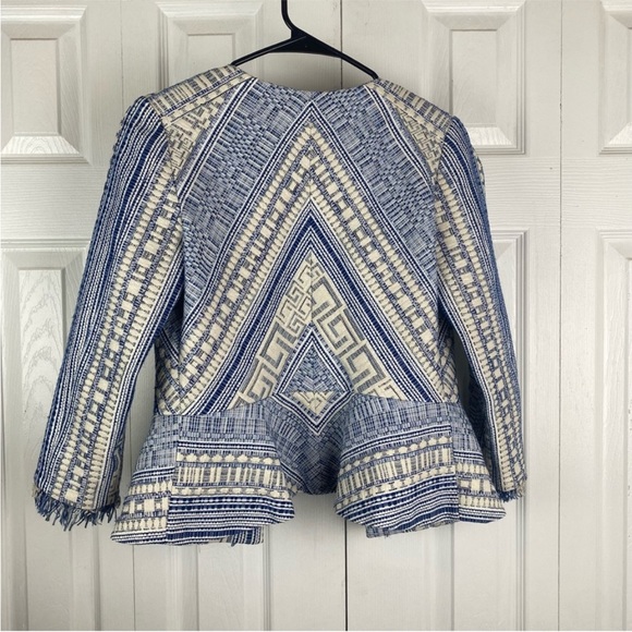 Amanda Uprichard Tweed Peplum Jacket / Blazer Aztec Design with Fringe, Revolve - Picture 6 of 8